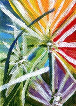 "Sunburst Flowers" by Shirley Diedrich, Fitchburg WI - Acrylic